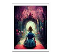 Doppelganger33 LTD Alice In Wonderland Through Looking Glass Enchanted Pink Forest Artwork Framed Wall Art Print 18X24 Inch