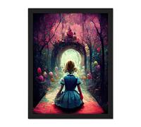 Doppelganger33 LTD Alice In Wonderland Through Looking Glass Enchanted Pink Forest Artwork Framed Wall Art Print 18X24 Inch