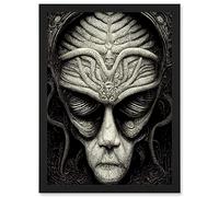Doppelganger33 LTD Alien Grays Monochrome Gothic Horror Artwork Framed A3 Wall Art Print