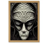 Doppelganger33 LTD Alien Grays Monochrome Gothic Horror Artwork Framed A3 Wall Art Print