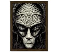 Doppelganger33 LTD Alien Grays Monochrome Gothic Horror Artwork Framed A3 Wall Art Print