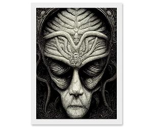 Doppelganger33 LTD Alien Grays Monochrome Gothic Horror Artwork Framed Wall Art Print A4
