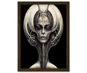 Doppelganger33 LTD Alien Queen Gothic Illustration Artwork Framed Wall Art Print A4