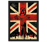 Doppelganger33 LTD Anarchy Flag Graffiti Print Union Jack Punk UK Artwork Framed Wall Art Print A4