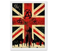 Doppelganger33 LTD Anarchy Flag Graffiti Print Union Jack Punk UK Artwork Framed Wall Art Print A4