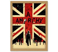 Doppelganger33 LTD Anarchy Union Jack Stencil Rebel Graffiti Punk UK Artwork Framed Wall Art Print A4