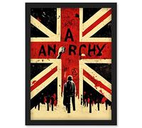 Doppelganger33 LTD Anarchy Union Jack Stencil Rebel Graffiti Punk UK Artwork Framed Wall Art Print A4