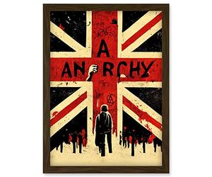Doppelganger33 LTD Anarchy Union Jack Stencil Rebel Graffiti Punk UK Artwork Framed Wall Art Print A4