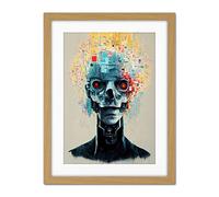 Doppelganger33 LTD Android Cyborg AI Skull With Infrared Eyes Artwork Framed Wall Art Print 18X24 Inch