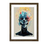 Doppelganger33 LTD Android Cyborg AI Skull With Infrared Eyes Artwork Framed Wall Art Print 18X24 Inch