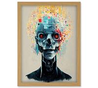 Doppelganger33 LTD Android Cyborg AI Skull With Infrared Eyes Artwork Framed Wall Art Print A4
