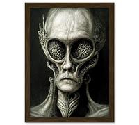 Doppelganger33 LTD Aquatic Alien Monochrome Portrait Gothic Horror Artwork Framed Wall Art Print A4