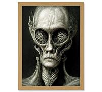 Doppelganger33 LTD Aquatic Alien Monochrome Portrait Gothic Horror Artwork Framed Wall Art Print A4