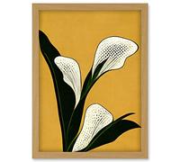 Doppelganger33 LTD Art Deco Pop Art White Calla Lily Flower Plant Artwork Framed Wall Art Print A4