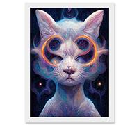 Doppelganger33 LTD Astral Cat In Psilocybin Universe Artwork Framed Wall Art Print A4
