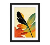 Doppelganger33 LTD Autumn Creeps In. Abstract Plant Tree Leaf Painting Artwork Framed Wall Art Print 18X24 Inch