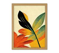 Doppelganger33 LTD Autumn Creeps In. Abstract Plant Tree Leaf Painting Artwork Framed Wall Art Print 18X24 Inch