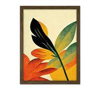 Doppelganger33 LTD Autumn Creeps In. Abstract Plant Tree Leaf Painting Artwork Framed Wall Art Print 18X24 Inch