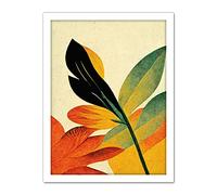 Doppelganger33 LTD Autumn Creeps In. Abstract Plant Tree Leaf Painting Artwork Framed Wall Art Print 18X24 Inch
