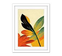 Doppelganger33 LTD Autumn Creeps In. Abstract Plant Tree Leaf Painting Artwork Framed Wall Art Print 18X24 Inch