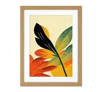 Doppelganger33 LTD Autumn Creeps In. Abstract Plant Tree Leaf Painting Artwork Framed Wall Art Print 18X24 Inch
