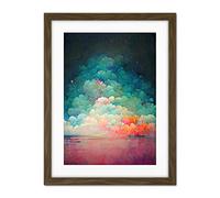 Doppelganger33 LTD Beach Sunset In Bubble Clouds Dreamy Surreal Abstract Artwork Framed Wall Art Print 18X24 Inch