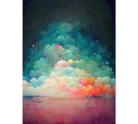 Doppelganger33 LTD Beach Sunset in Bubble Clouds Dreamy Surreal Abstract Large Wall Art Poster Print Thick Paper 18X24 inch