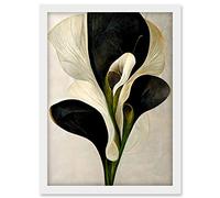 Doppelganger33 LTD Beautiful White Calla Lily Flower Abstract Bouquet Artwork Framed A3 Wall Art Print