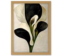 Doppelganger33 LTD Beautiful White Calla Lily Flower Abstract Bouquet Artwork Framed A3 Wall Art Print
