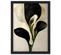Doppelganger33 LTD Beautiful White Calla Lily Flower Abstract Bouquet Artwork Framed A3 Wall Art Print