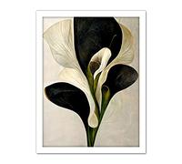 Doppelganger33 LTD Beautiful White Calla Lily Flower Abstract Bouquet Artwork Framed Wall Art Print 18X24 Inch