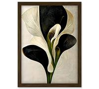 Doppelganger33 LTD Beautiful White Calla Lily Flower Abstract Bouquet Artwork Framed Wall Art Print A4