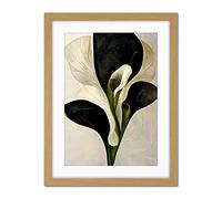 Doppelganger33 LTD Beautiful White Calla Lily Flower Abstract Bouquet Artwork Framed Wall Art Print 18X24 Inch