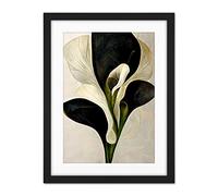 Doppelganger33 LTD Beautiful White Calla Lily Flower Abstract Bouquet Artwork Framed Wall Art Print 18X24 Inch