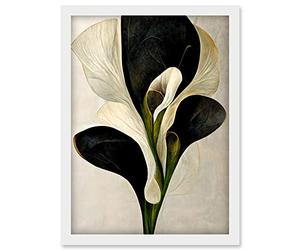 Doppelganger33 LTD Beautiful White Calla Lily Flower Abstract Bouquet Artwork Framed Wall Art Print A4