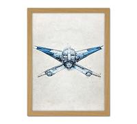 Doppelganger33 LTD Blueprint Diagram X Wing Fighter Fantasy Fan Art Artwork Framed Wall Art Print 18X24 Inch