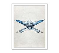 Doppelganger33 LTD Blueprint Diagram X Wing Fighter Fantasy Fan Art Artwork Framed Wall Art Print 18X24 Inch
