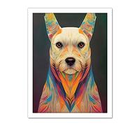 Doppelganger33 LTD Boho Chic Dog Vibrant Tribal Pattern Painting Artwork Framed Wall Art Print 18X24 Inch
