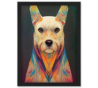 Doppelganger33 LTD Boho Chic Dog Vibrant Tribal Pattern Painting Artwork Framed Wall Art Print A4