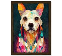 Doppelganger33 LTD Boho Chic Shaman Dog Mystical Painting Artwork Framed A3 Wall Art Print
