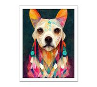 Doppelganger33 LTD Boho Chic Shaman Dog Mystical Painting Artwork Framed Wall Art Print 18X24 Inch