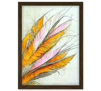 Doppelganger33 LTD Boho Illustration Plume Of Feathers Warm Autumn Tones Artwork Framed Wall Art Print A4