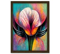 Doppelganger33 LTD Bold Colourful Abstract Lotus Flower Artwork Framed Wall Art Print A4