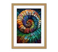 Doppelganger33 LTD Bright Multicoloured Ammonite Fossil Artwork Framed Wall Art Print 18X24 Inch