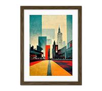 Doppelganger33 LTD Broadway New York City Street Modern Cityscape Artwork Framed Wall Art Print 18X24 Inch