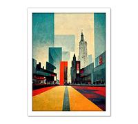 Doppelganger33 LTD Broadway New York City Street Modern Cityscape Artwork Framed Wall Art Print 18X24 Inch