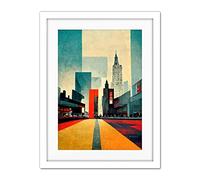 Doppelganger33 LTD Broadway New York City Street Modern Cityscape Artwork Framed Wall Art Print 18X24 Inch
