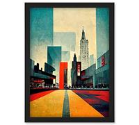Doppelganger33 LTD Broadway New York City Street Modern Cityscape Artwork Framed Wall Art Print A4
