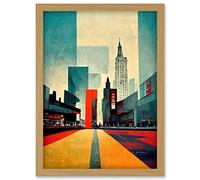 Doppelganger33 LTD Broadway New York City Street Modern Cityscape Artwork Framed Wall Art Print A4