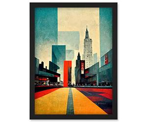 Doppelganger33 LTD Broadway New York City Street Modern Cityscape Artwork Framed Wall Art Print A4